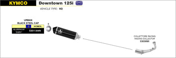 SCARICO COMPLETO ARROW OMOLOGATO URBAN INOX-NERO KYMCO DOWNTOWN 125I 09-16