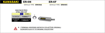 TERMINALE ARROW MAXI RACE-TECH OMOLOGATO ALLUMINIO KAWASAKI VERSYS 650 07-14
