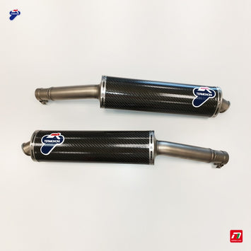 Termignoni racing carbon exhaust for Ducati SuperSport 1000, showing sleek black finish and racing-inspired design.