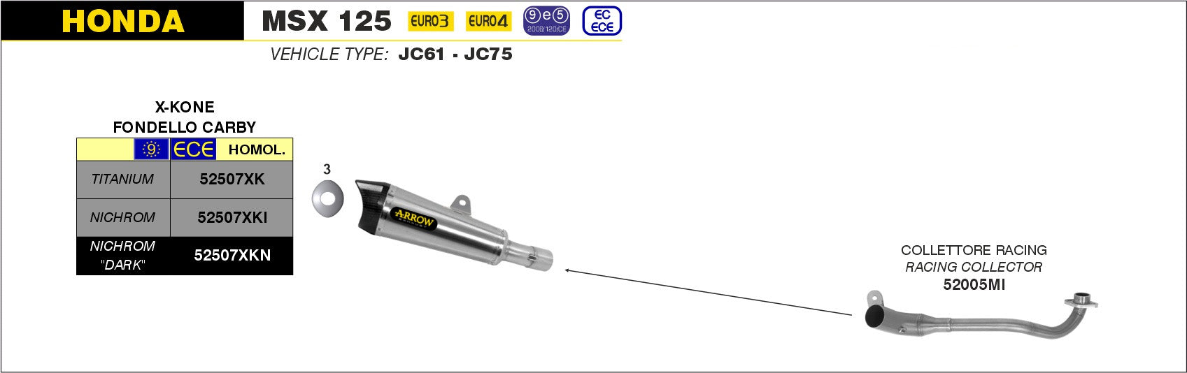 COMPLETE EXHAUST APPROVED X-KONE TITANIUM ARROW HONDA GROM 125 2016-20