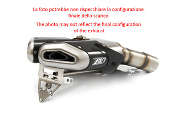 Aluminum-carbon racing exhaust by ZARD for Ducati Hypermotard 796 2010-12, shown on a motorcycle with a metallic finish.