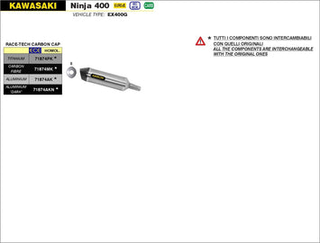 TERMINALE ARROW RACE-TECH TITANIO-CARBONIO KAWASAKI Z 400 2019-20