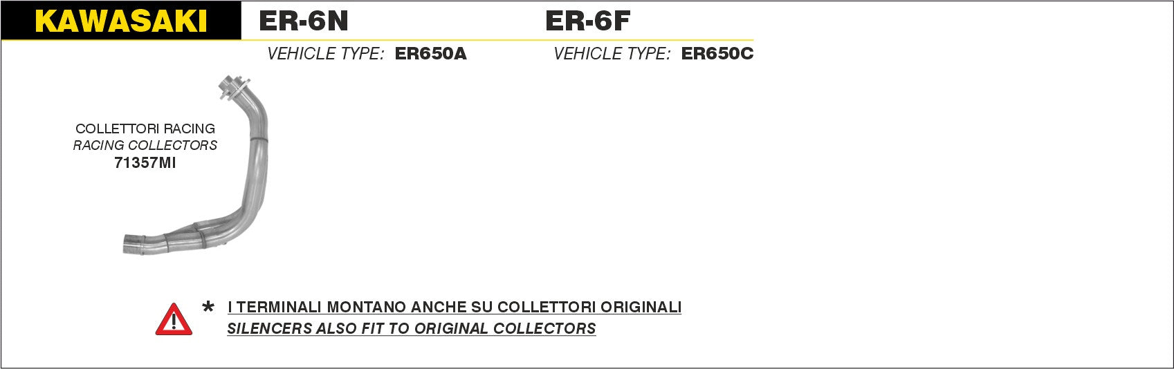 COLLETTORI RACING ARROW KAWASAKI ER-6F 2005-11