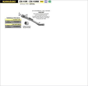 TERMINALE ARROW + RACCORDO PRO-RACE FULL TITANIO RACING KAWASAKI ZX-10RR 2021>