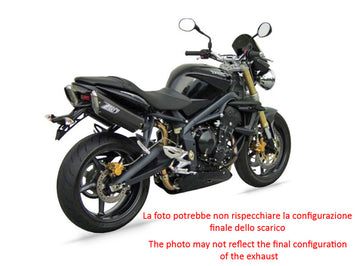 ZARD black aluminum SCARICO PENTA exhaust for Triumph Street Triple 675, model years 2007-2012, showcasing sleek design.