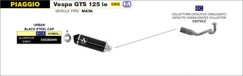 SCARICO COMPLETO ARROW OMOLOGATO EC+ECE NERO PIAGGIO VESPA GTS 125I.E. 17-18