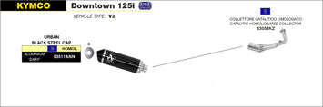 SCARICO COMPLETO ARROW OMOLOGATO E5+E9 URBAN INOX-NERO KYMCO DOWNTOWN 125I 09-16