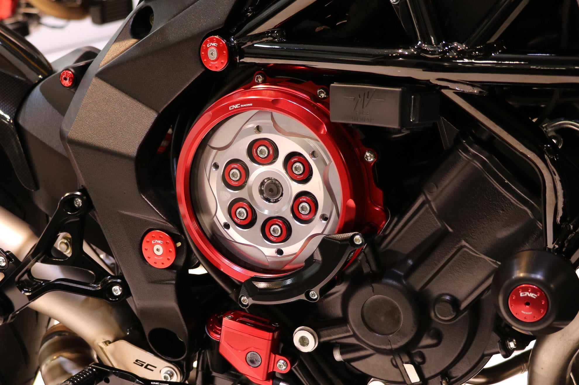 CLEAR COVER OIL BATH CLUTCH PROTECTOR CNC RACING MV AGUSTA BRUTALE 800 2016 - 19