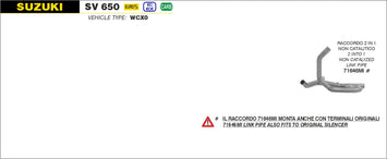 RACCORDO ARROW 2 IN 1 NON CATALITICO SUZUKI SV 650 2016-22