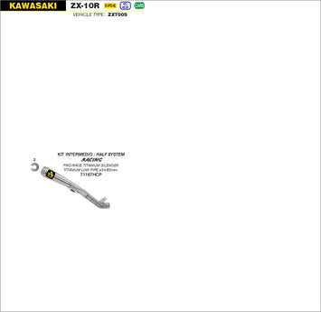 TERMINALE ARROW + RACCORDO PRO-RACE TITANIO RACING Ø65MM KAWASAKI ZX-10RR 17-19