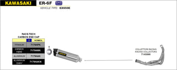 SCARICO COMPLETO ARROW RACING RACE-TECH TITANIO-CARBONIO KAWASAKI ER-6F 12-16