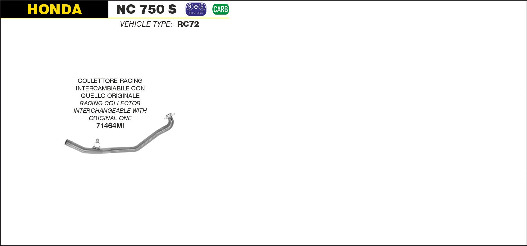 RACING HEADER ARROW HONDA NC 750 S 2014-20