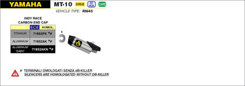 TERMINALE ARROW INDY-RACE TITANIO-CARBONIO YAMAHA MT-10 2016-20