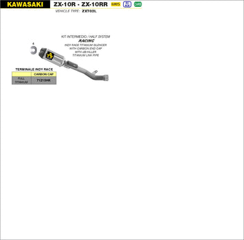 TERMINALE ARROW + RACCORDO INDY-RACE TITANIO RACING KAWASAKI ZX-10RR 2021>