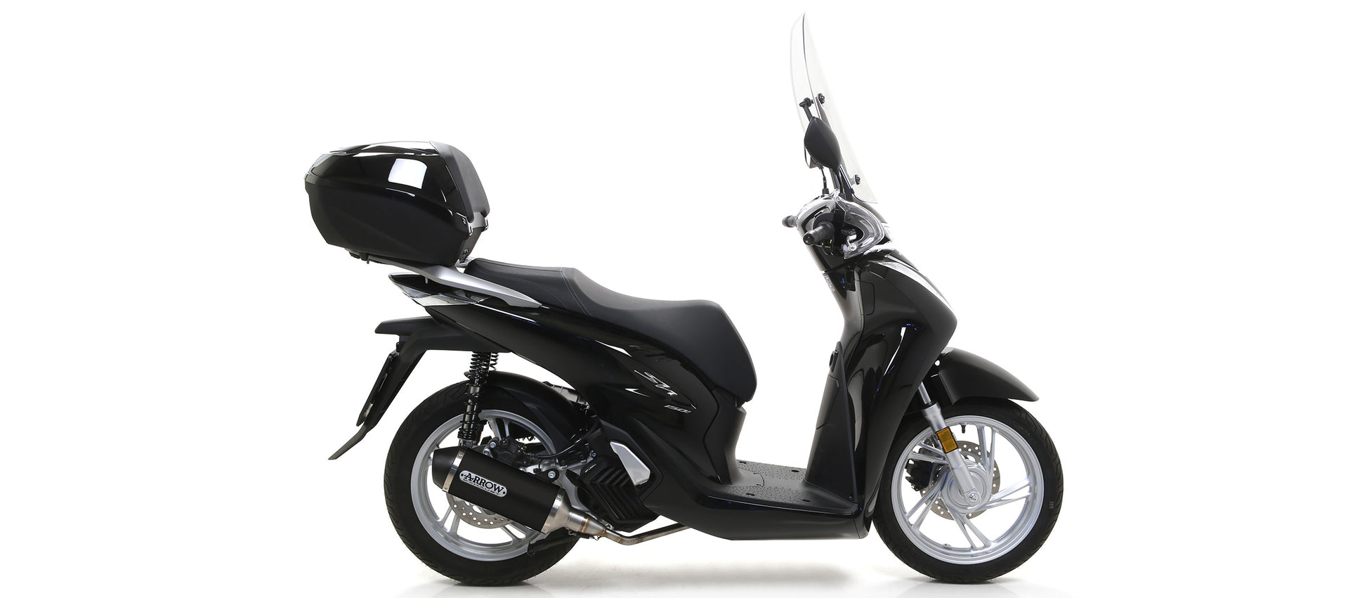 SCARICO COMPLETO OMOLOGATO EC+ECE URBAN ALLUMINIO NERO ARROW HONDA SH 150I 20>