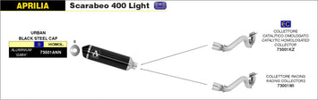 SCARICO COMPLETO ARROW OMOLOGATO URBAN ALLUMINIO NERO APRILIA SCARABEO 400 06-11