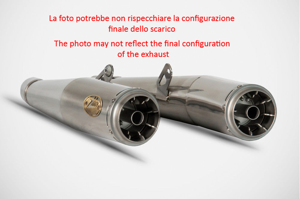 SILENCER EXHAUST ZARD STEEL MIRROR POLISHED RACING MOTO GUZZI V7 850 2021-23