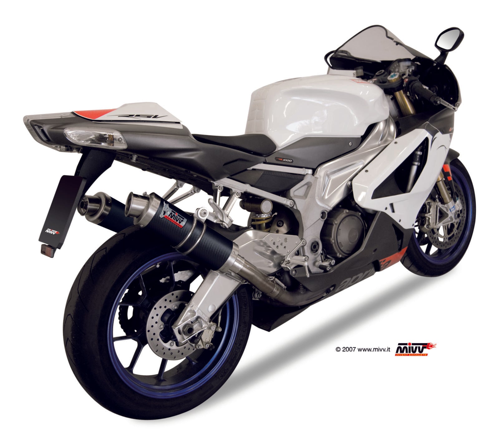 A.004.L2S DOPPIO TERMINALE SCARICO CARBONIO MIVV GP APRILIA RSV 1000 2004 - 08