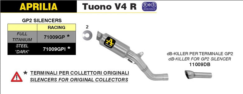 KIT TERMINALE GP2 FULL TITANIO ARROW APRILIA TUONO V4R APRC 2011-15