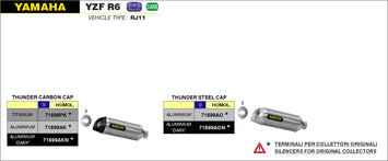 TERMINALE ARROW THUNDER OMOLOGATO E9 TITANIO-CARBONIO YAMAHA YZF R6 06-16