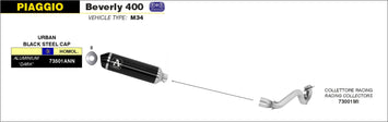 SCARICO COMPLETO ARROW OMOLOGATO ALLUMINIO NERO PIAGGIO BEVERLY 400 TOURER 08-11