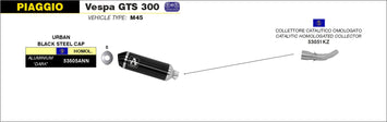 SCARICO COMPLETO ARROW OMOLOGATO E5+E9 NERO PIAGGIO VESPA GTS 300I.E. 08-16