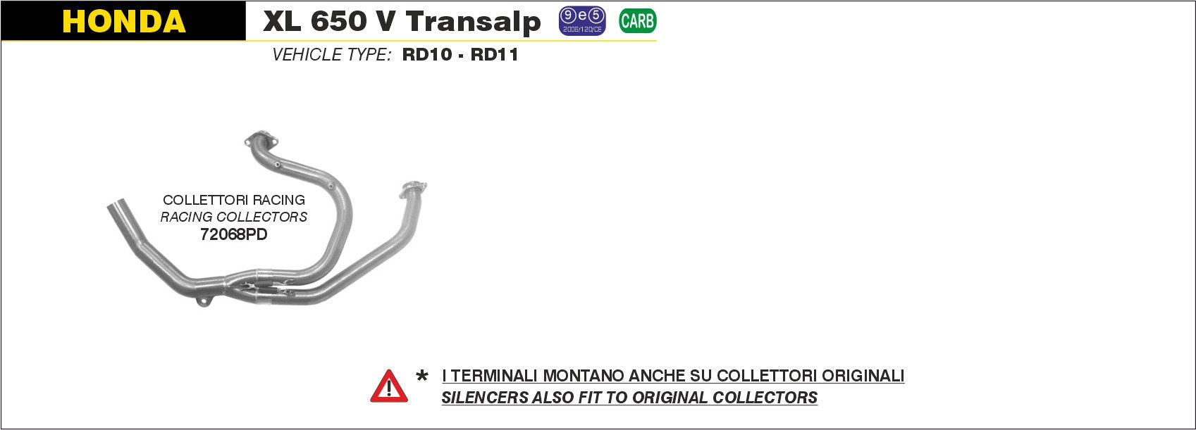 HEADERS ARROW HONDA XL 650 V TRANSALP 2000-2007