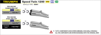 TERMINALE ARROW PRO-RACING NICHROM-CARBONIO TRIUMPH SPEED TWIN 1200 19-20