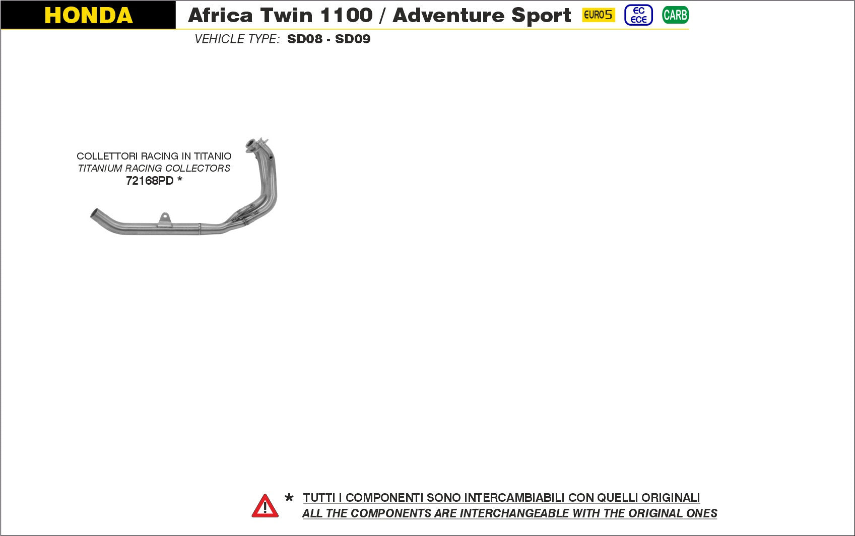 HEADERS RACING TITANIUM ARROW HONDA CRF1100L AFRICA TWIN 2020-