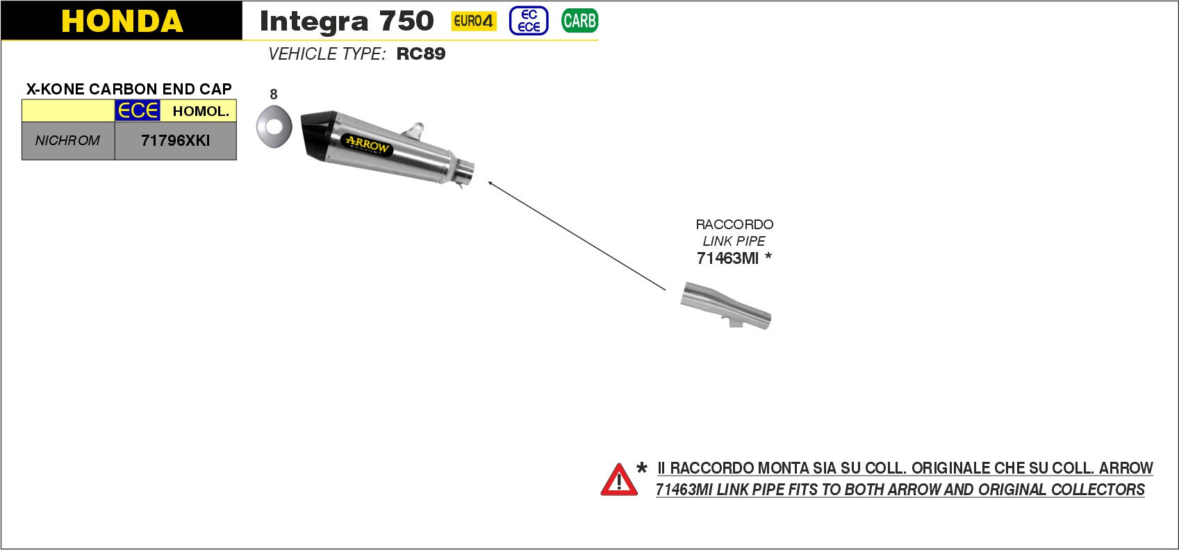 SILENCER X-KONE ARROW HONDA INTEGRA 750 DCT 2016-20