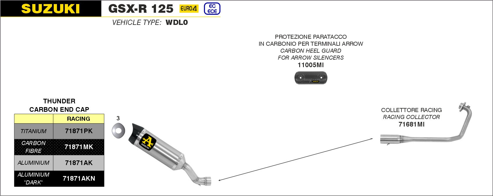 SCARICO COMPLETO OMOLOGATO TITANIO-CARBONIO ARROW SUZUKI GSXR 125 17-20