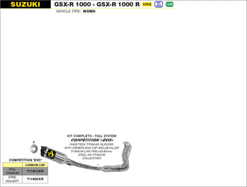 SCARICO COMPLETO ARROW COMPETITION EVO RACE-TECH SUZUKI GSXR 1000 R 17-20