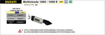 TERMINALE ARROW INDY-RACE TITANIO-CARBONIO DUCATI MULTISTRADA 1260 S 2018-20