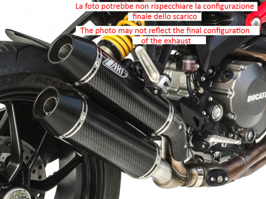 DOUBLE EXHAUST ZARD OVERLAPPED TITANIUM RACING DUCATI MONSTER 1100 EVO 2011-13