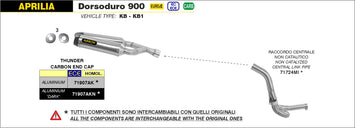 RACCORDO ARROW CENTRALE NON CATALITICO APRILIA DORSODURO 900 2017-19