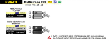 TERMINALE ARROW REBEL TITANIO ALLUMINIO NERO DUCATI MULTISTRADA 950 19-20