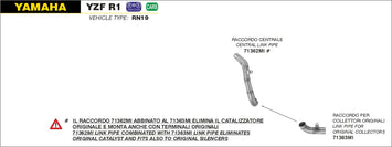 COLLETTORI ARROW RACCORDO + RACCORDO CENTRALE ORIGINALI YAMAHA YZF R1 2007-2008