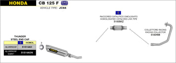 SCARICO COMPLETO ARROW OMOLOGATO E5+E9 THUNDER ALLUMINIO HONDA CB 125 F 2015-16