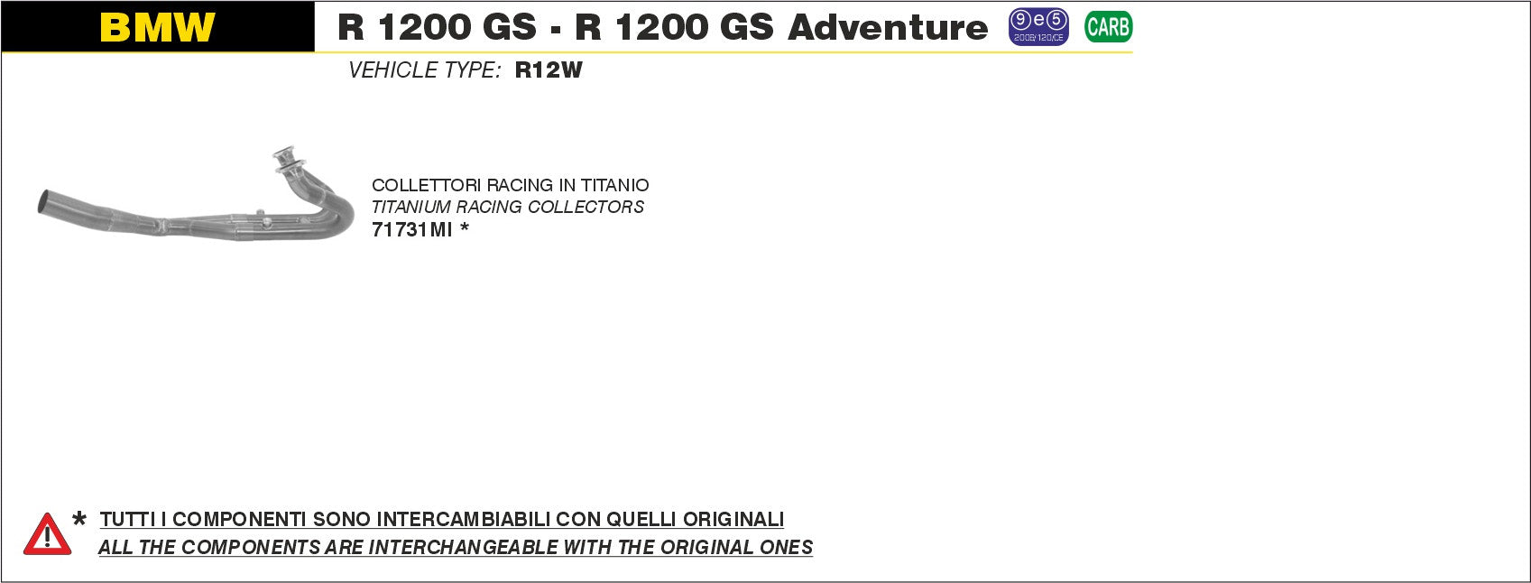 HEADERS RACING TITANIUM ARROW BMW R 1200 GS 2017-18