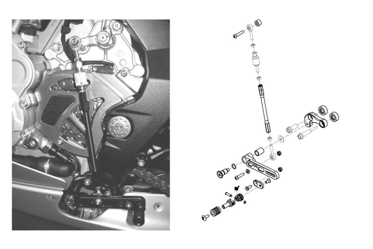 COMANDI CAMBIO ROVESCIATO PER PEDANE PE226RS CNC RACING MV AGUSTA BRUTALE 675