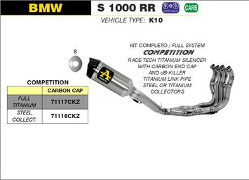 SCARICO COMPLETO ARROW COMPETITION FULL TITANIO-CARBONIO BMW S 1000 RR 09-14