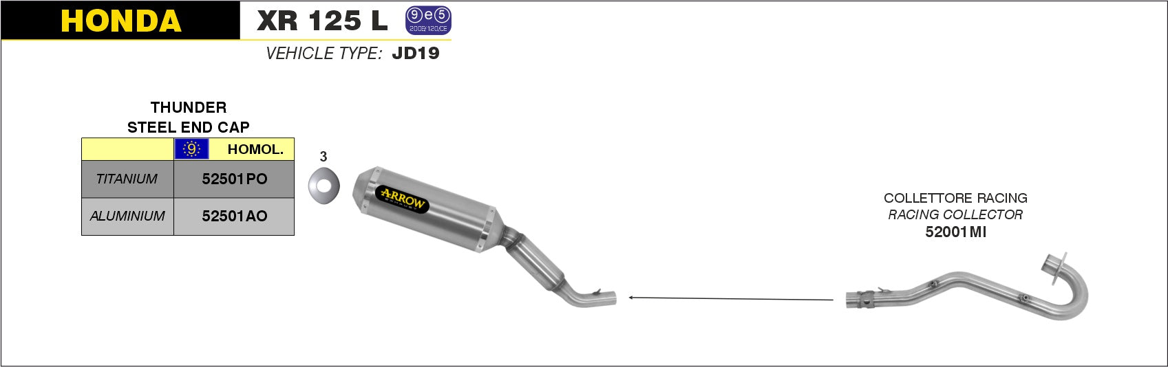 SILENCER OFF-ROAD THUNDER TITANIUM APPROVED ARROW HONDA XR 125 L 2004-2005