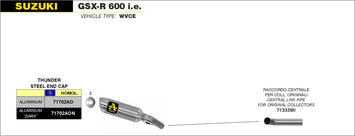 SCARICO COMPLETO ARROW THUNDER OMOLOGATO ALLUMINIO SUZUKI GSXR 600 06-2007