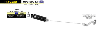 SCARICO COMPLETO ARROW URBAN ALLUMINIO NERO PIAGGIO MP3 500 LT 2014-16