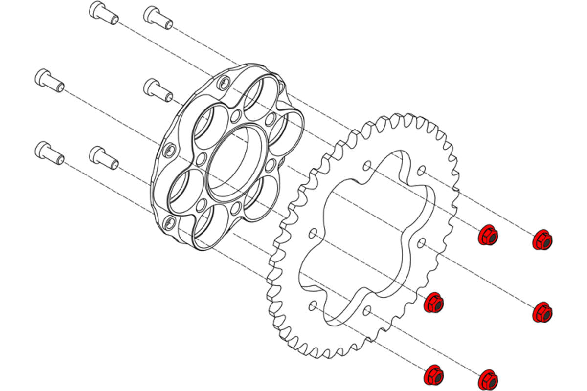NUTS RING GEAR TITANIUM M8X1.25 CNC RACING DUCATI SUPERBIKE 1199 PANIGALE /S/R