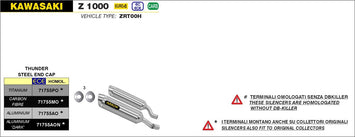 TERMINALE ARROW THUNDER OMOLOGATO TITANIO-INOX KAWASAKI Z 1000 2017-20