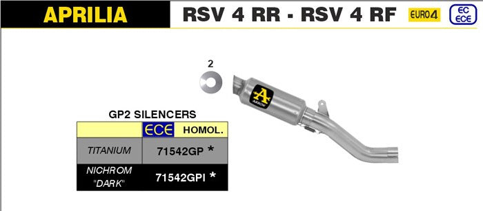 KIT SILENCER GP2 FULL TITANIUM ARFOW APRILIA RSV 4 RF 2017-18