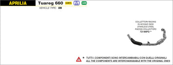 COLLETTORI ARROW RACING IN ACCIAIO INOX APRILIA TUAREG 660 2022
