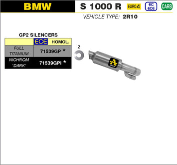 TERMINALE ARROW GP2 FULL TITANIO BMW S 1000 R 2017-20