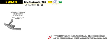 TERMINALE ARROW RACCORDO CENTRALE NON CATALITICO DUCATI MULTISTRADA 950 2019-20